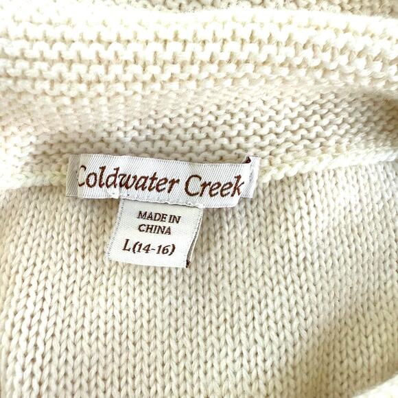 Coldwater Creek Ivory Short Sleeve Cowl Neck Sweater Womens L (14-16) Wool Blend - Picture 4 of 5